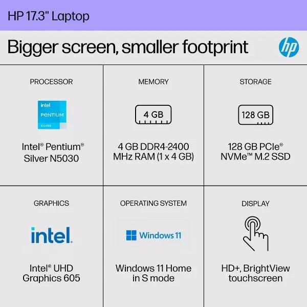 HP 17.3" Intel N5030,64GB RAM,2TB SSD, Windows 11Business Touchscreen Laptop with Gaming Mouse