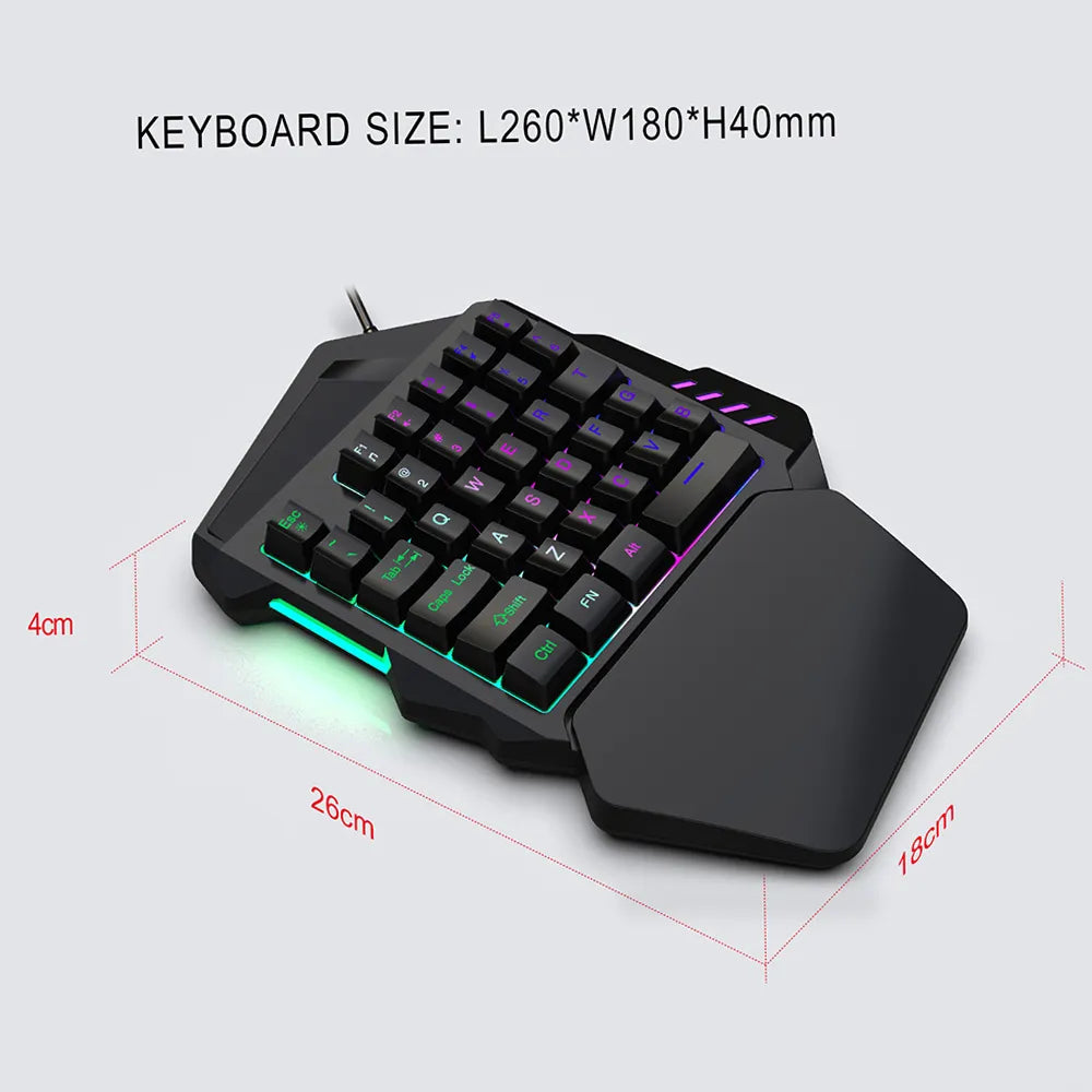 One-Handed Gaming Keyboard + Mouse