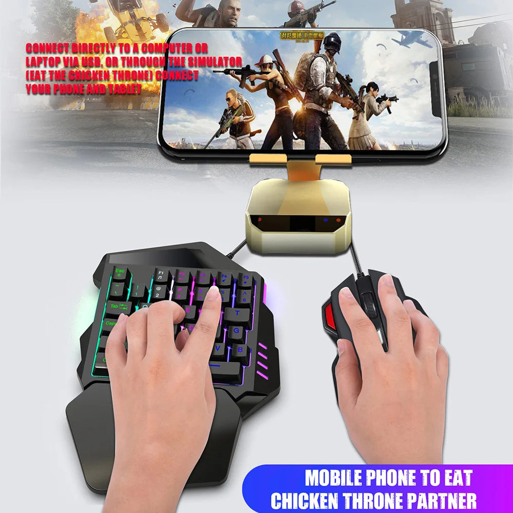 One-Handed Gaming Keyboard + Mouse