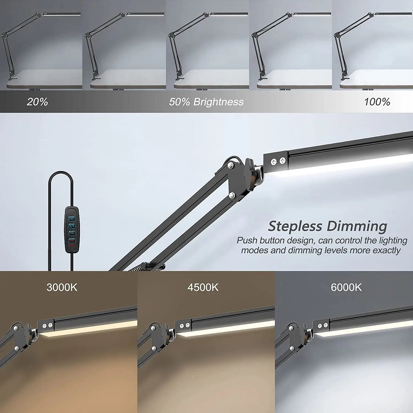 LED Desk Lamp Table Light with Clamp