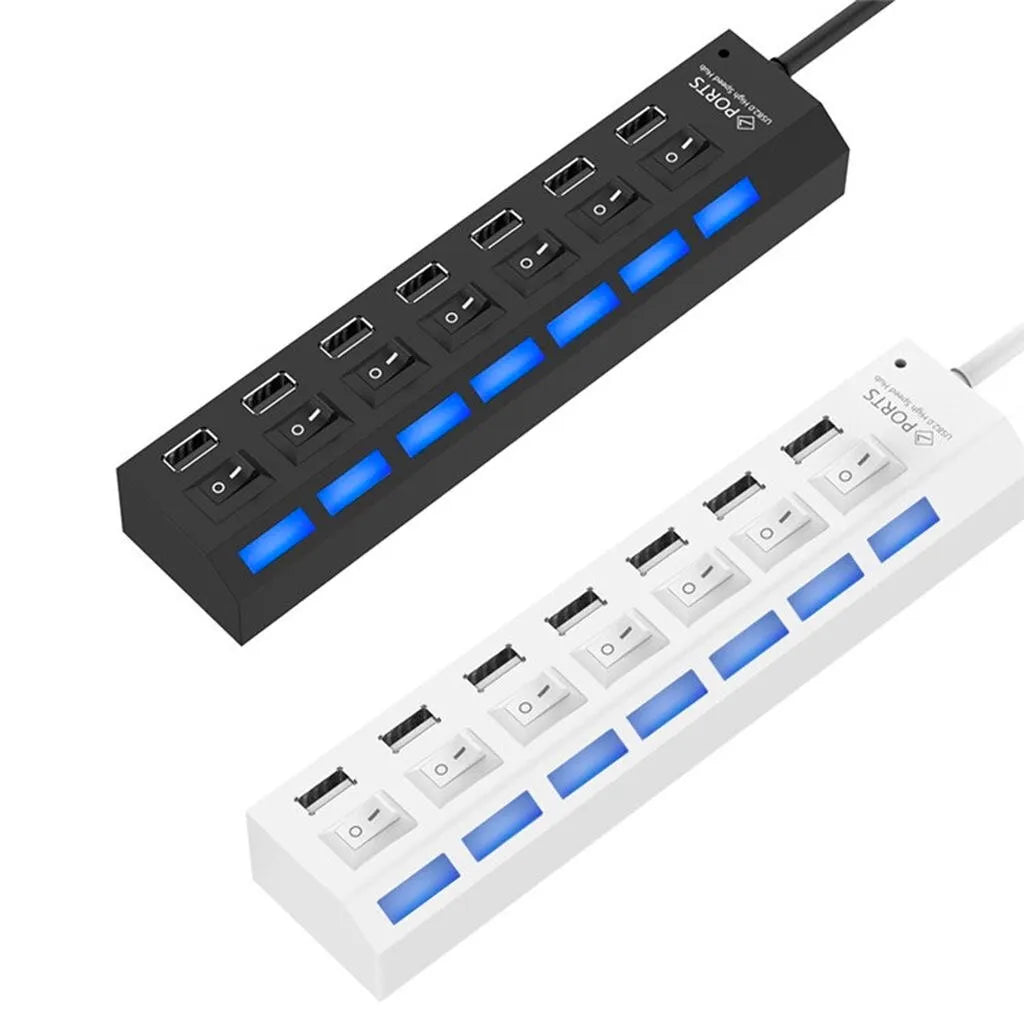USB 2.0 7in1 Data Splitter With On/Off Switch