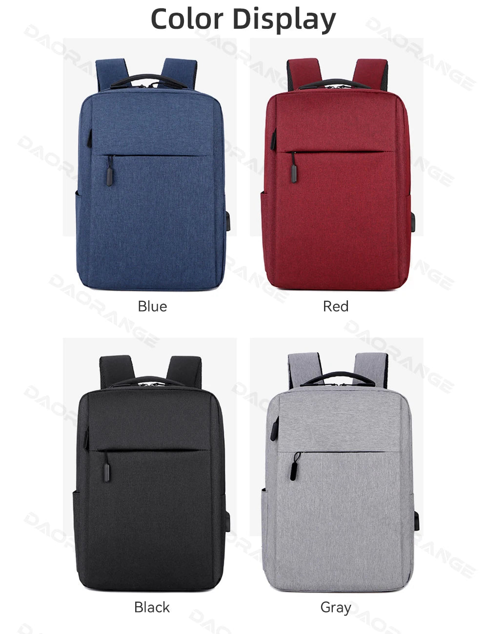 Large Capacity USB Laptop Bag Backpack for Macbook Air Pro, Lenovo, Asus, HP, Dell,