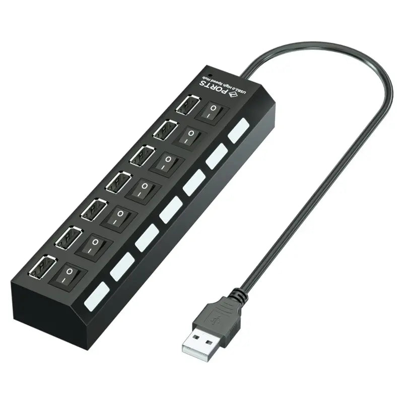 USB 2.0 7in1 Data Splitter With On/Off Switch