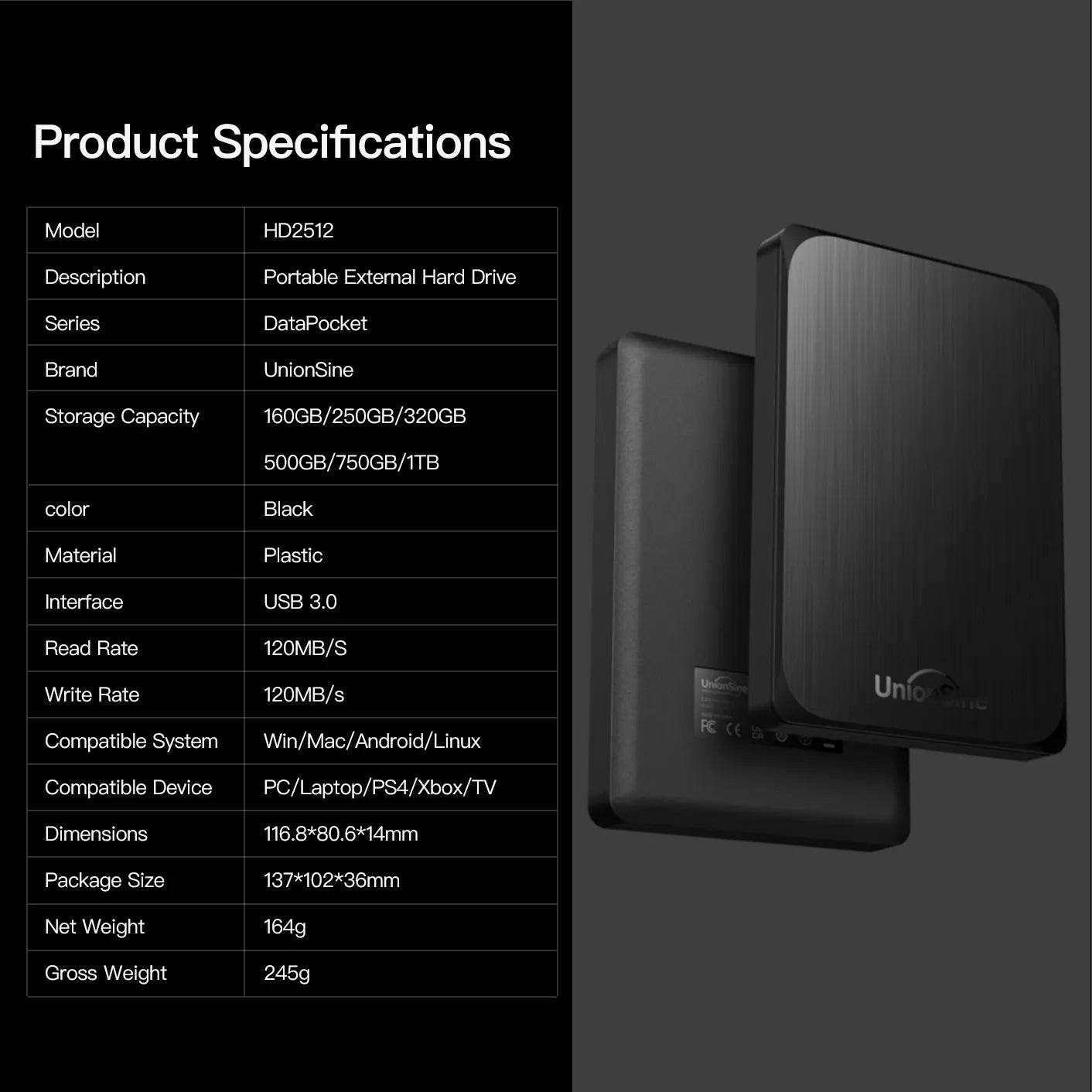 HDD 2.5" Portable External Hard Drive