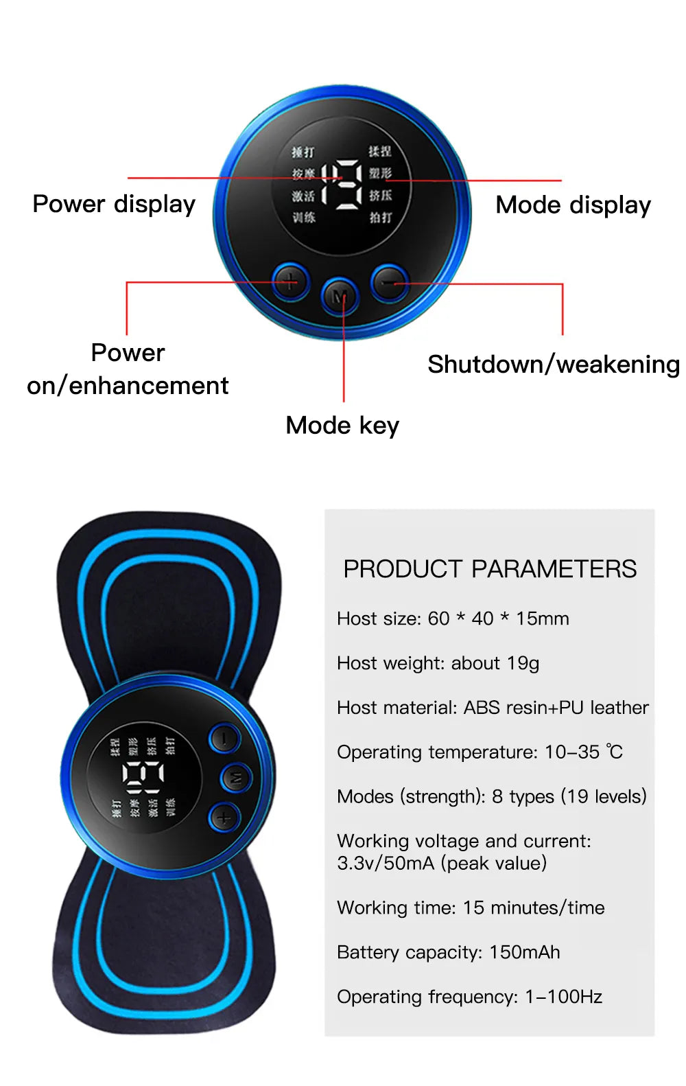 LCD Display EMS Neck Massage