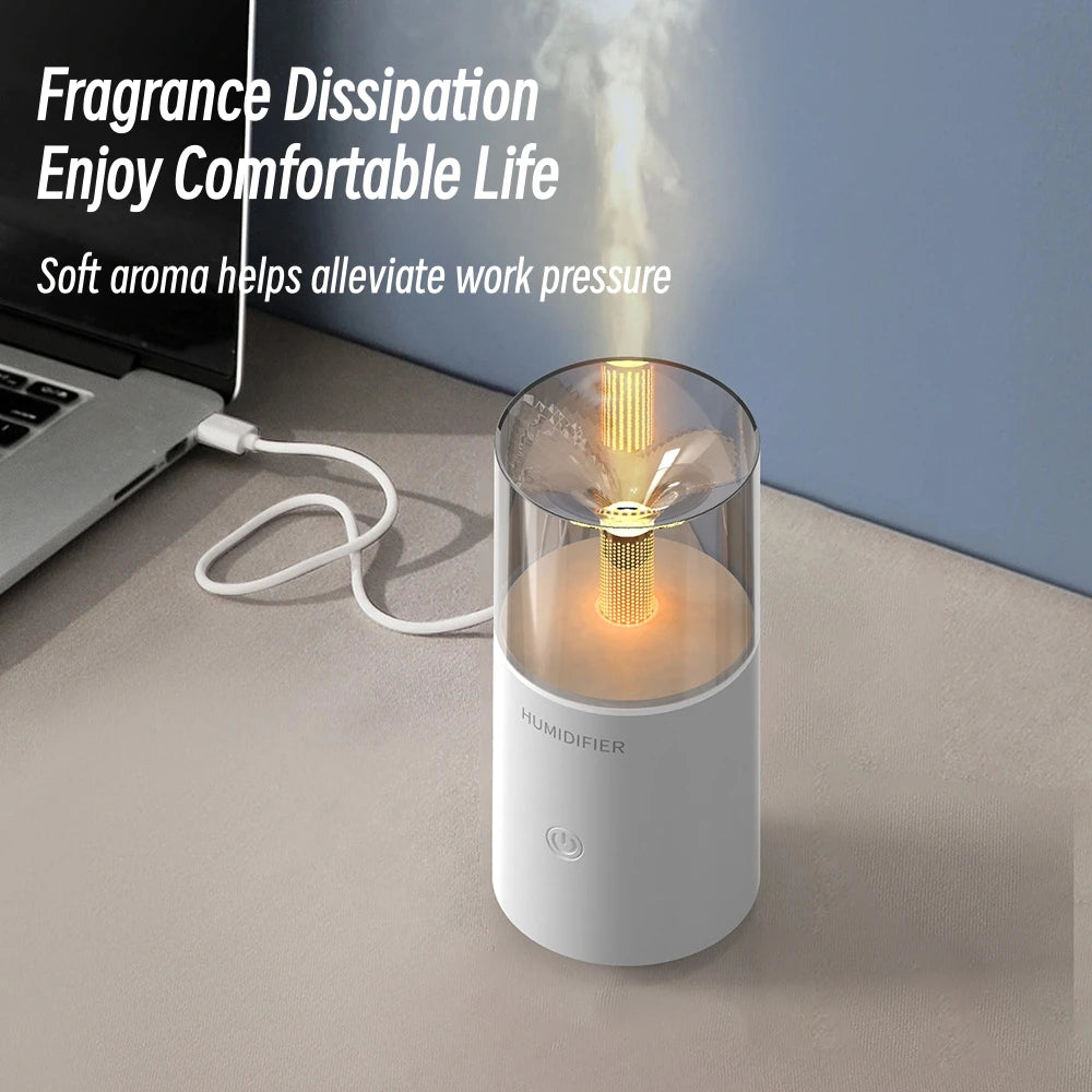 Mini USB Candlelight Essential Oil Diffuser Air Humidifier for Home, Office or Bedroom