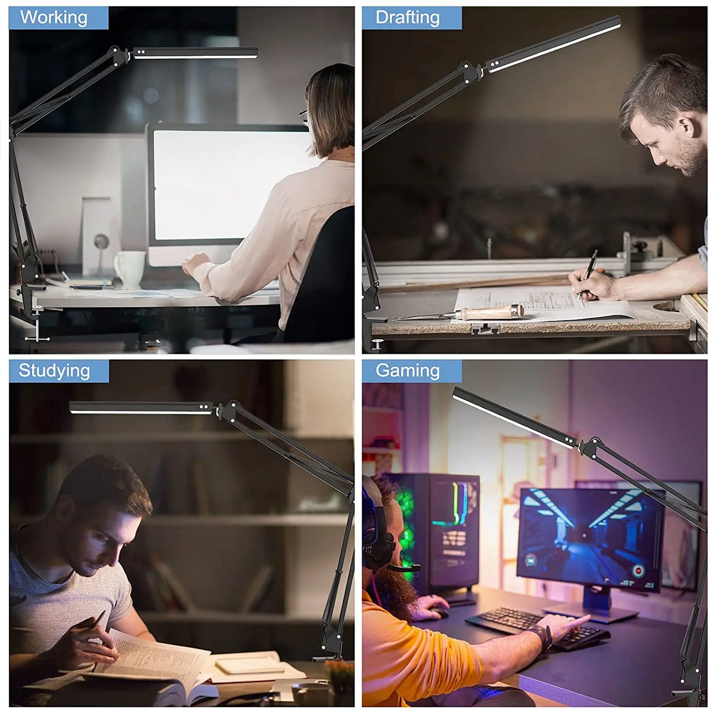 LED Desk Lamp Table Light with Clamp