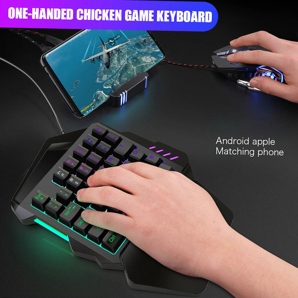 One-Handed Gaming Keyboard + Mouse