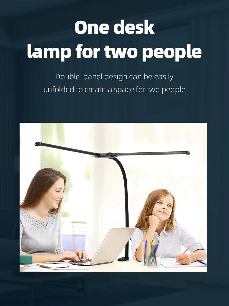 Double Head LED Stepless Dimmable USB Desk Lamp