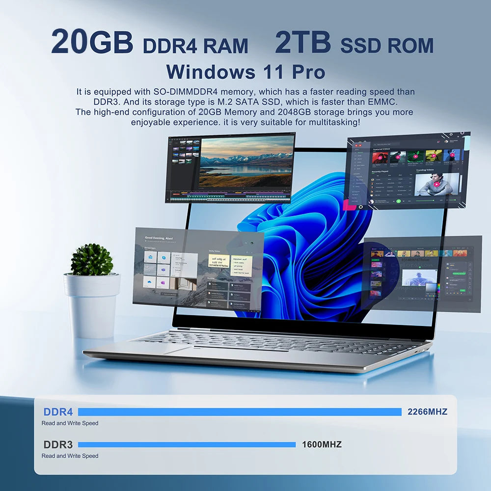 Portable Windows 11 Laptops Intel Core i7-7500U Laptop 20GB RAM 512GB 1TB 2TB SSD