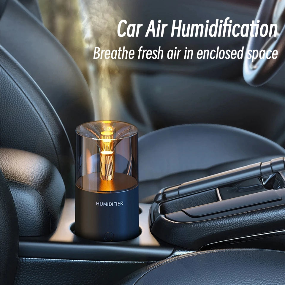 Mini USB Candlelight Essential Oil Diffuser Air Humidifier for Home, Office or Bedroom