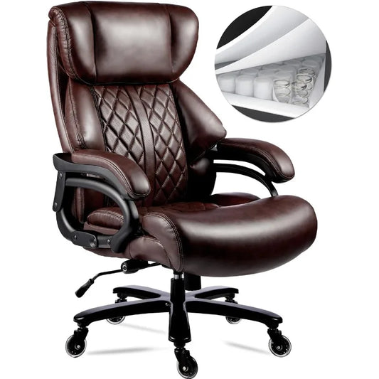 Heavy Duty Executive Office Chair For Big and Tall People 400lbs Capacity Wide Spring Seat and High Foam Back