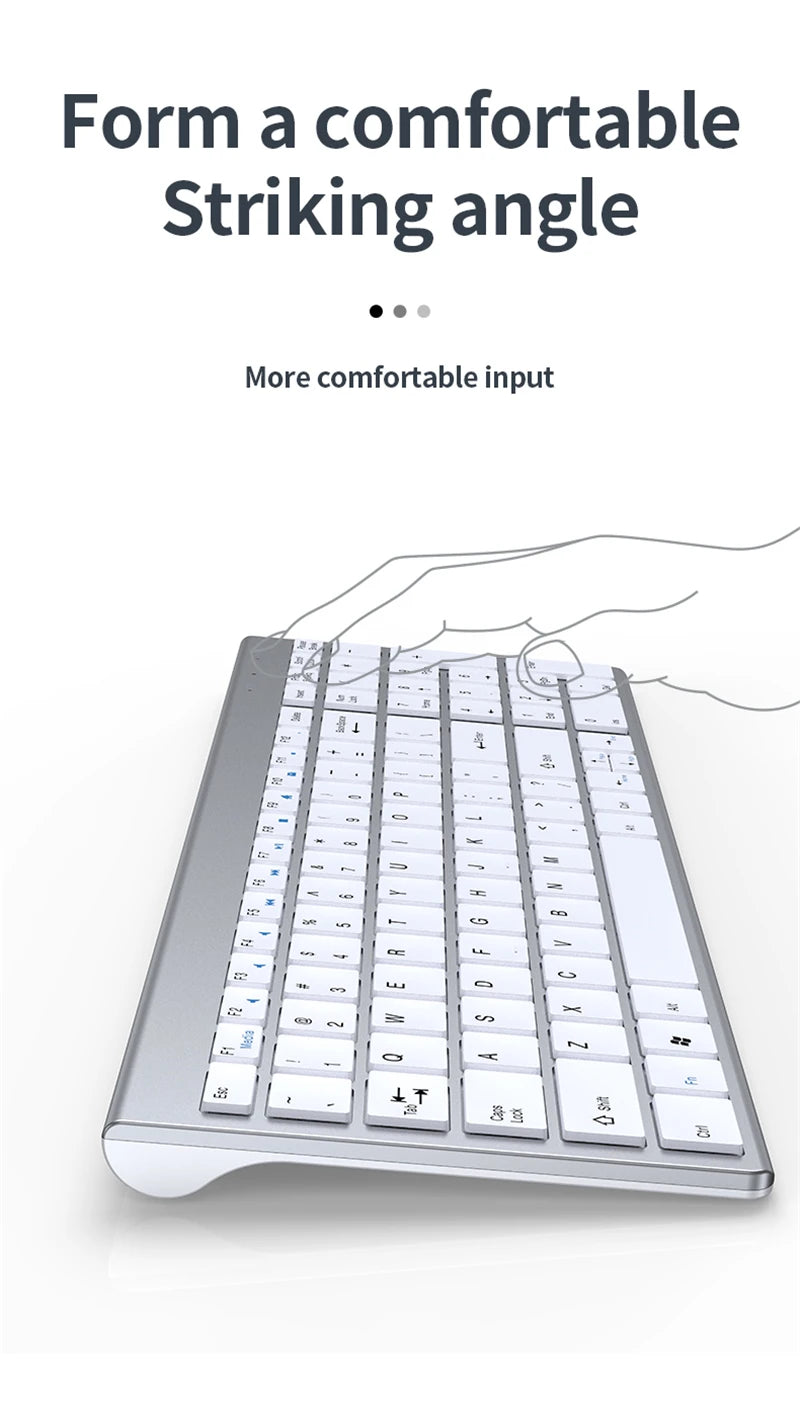 Bluetooth Mini Multimedia 5.0 & 2.4G Wireless Keyboard and Mouse Combo Set for Laptop PC TV iPad Macbook and Android