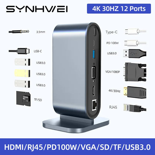 USB C HUB 12 In 1 Type C HUB