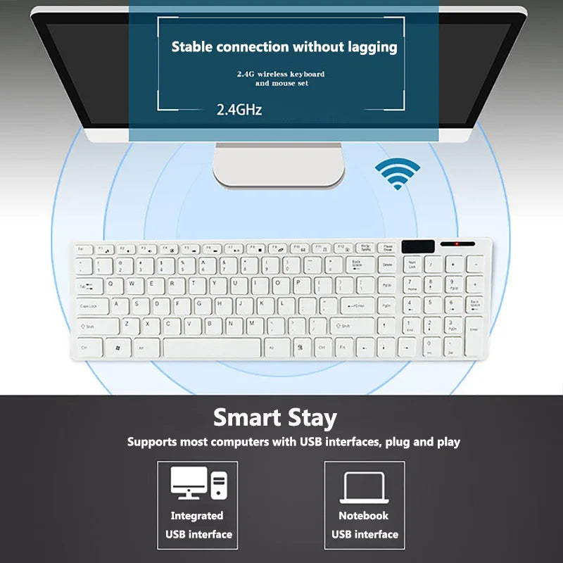 Ultra Slim USB Keyboard 2.4G Wireless Mouse Combo Set