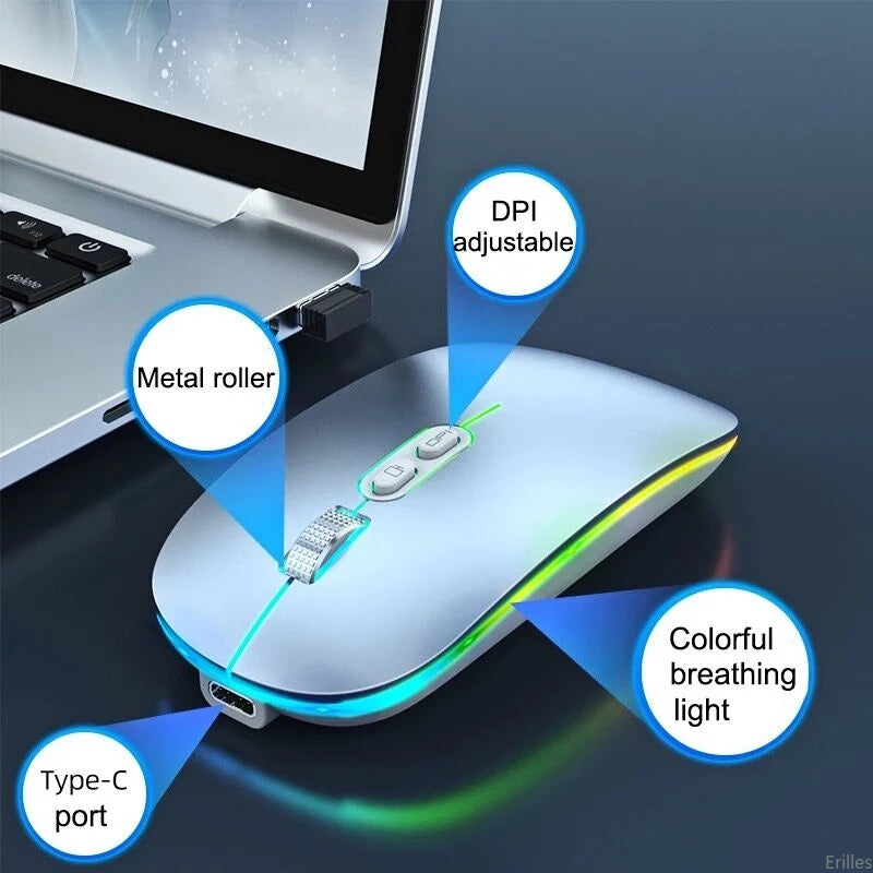 Rechargeable Backlight Type-C Bluetooth Dual Mode  2.4G Wireless One-Click Mouse