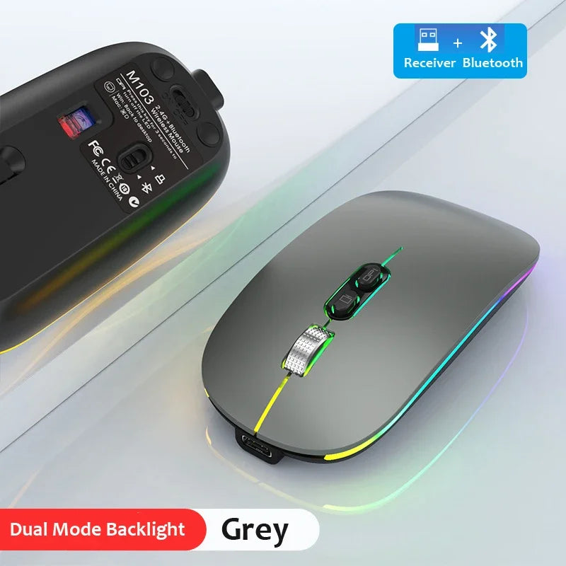 Rechargeable Backlight Type-C Bluetooth Dual Mode  2.4G Wireless One-Click Mouse