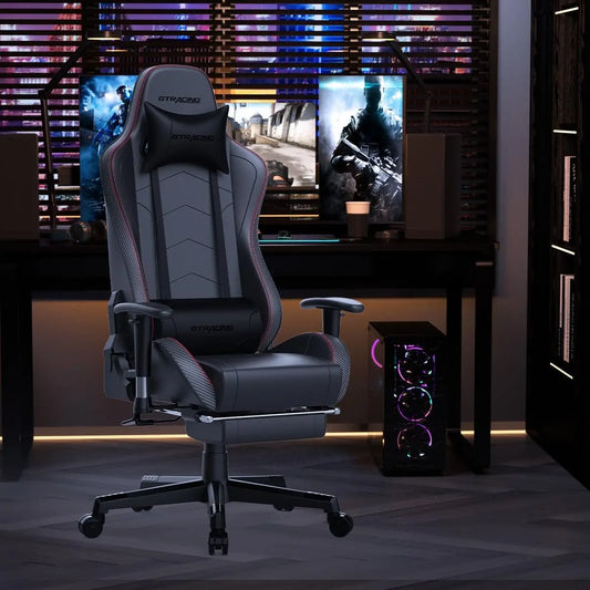 Gaming Chair with Footrest and Bluetooth Speakers