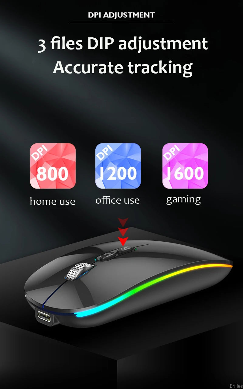 Rechargeable Backlight Type-C Bluetooth Dual Mode  2.4G Wireless One-Click Mouse