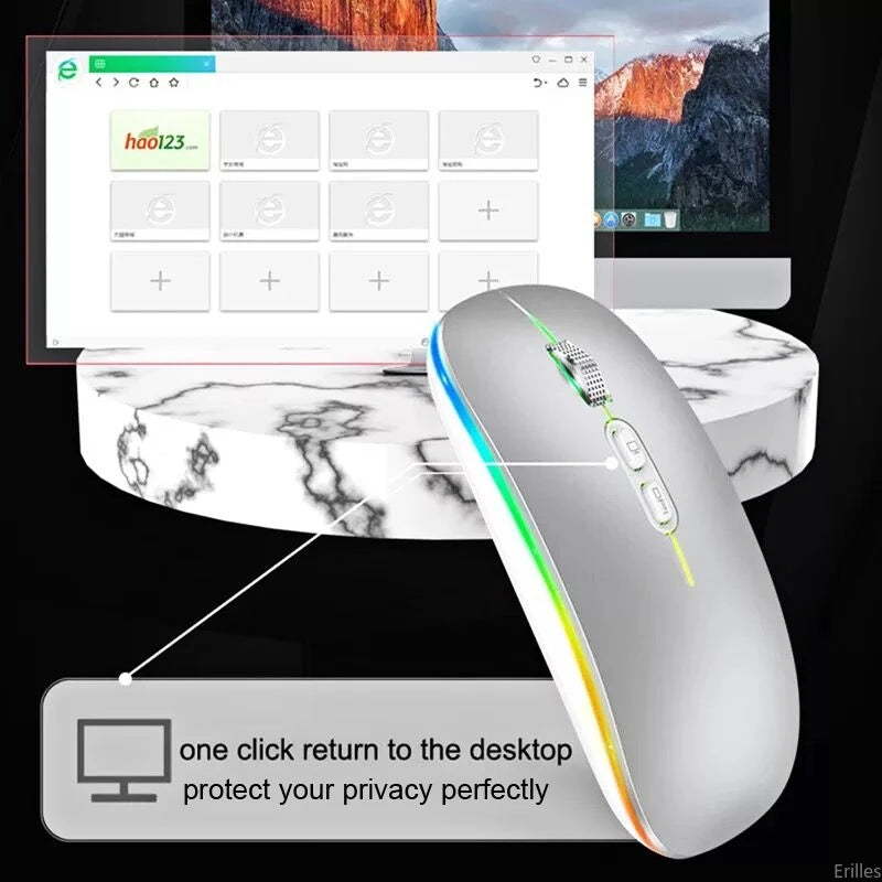 Rechargeable Backlight Type-C Bluetooth Dual Mode  2.4G Wireless One-Click Mouse