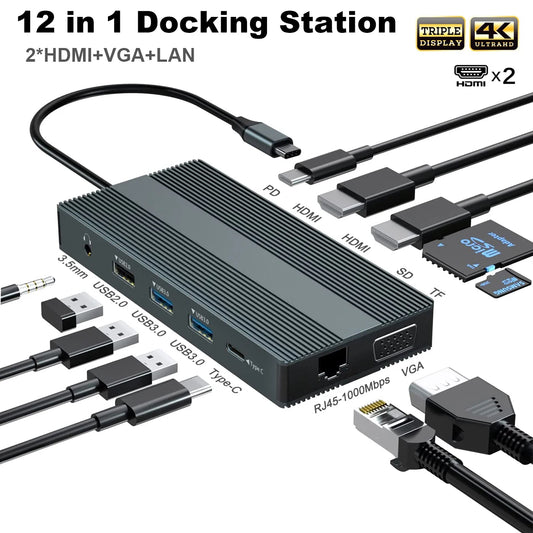 10 in 1 Dual Monitor Type-C Hub Triple Display Docking Station