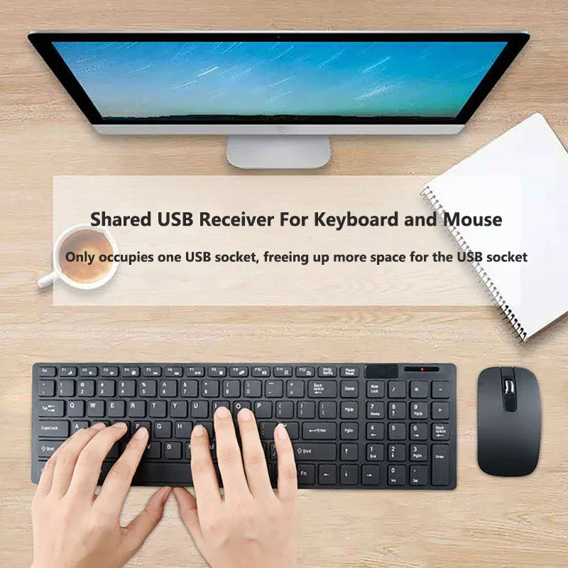 Ultra Slim USB Keyboard 2.4G Wireless Mouse Combo Set