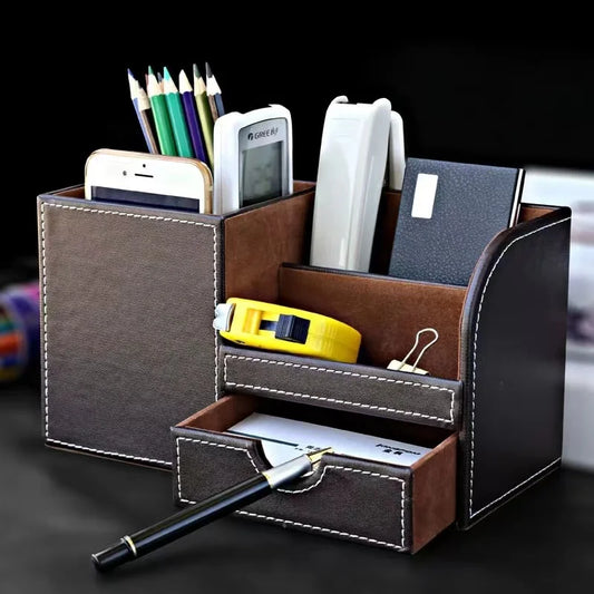 Leather Multi-function Desktop Storage Box