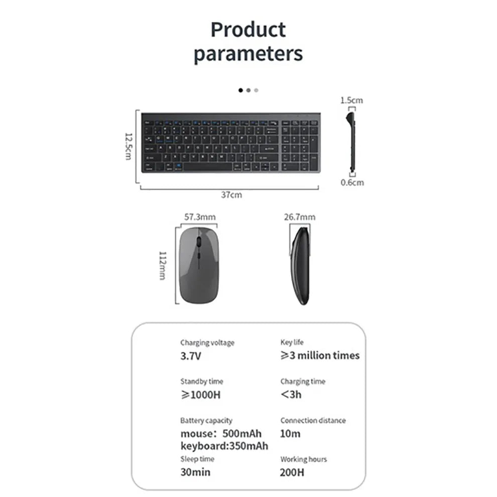 Bluetooth Wireless Keyboard Mouse Combo