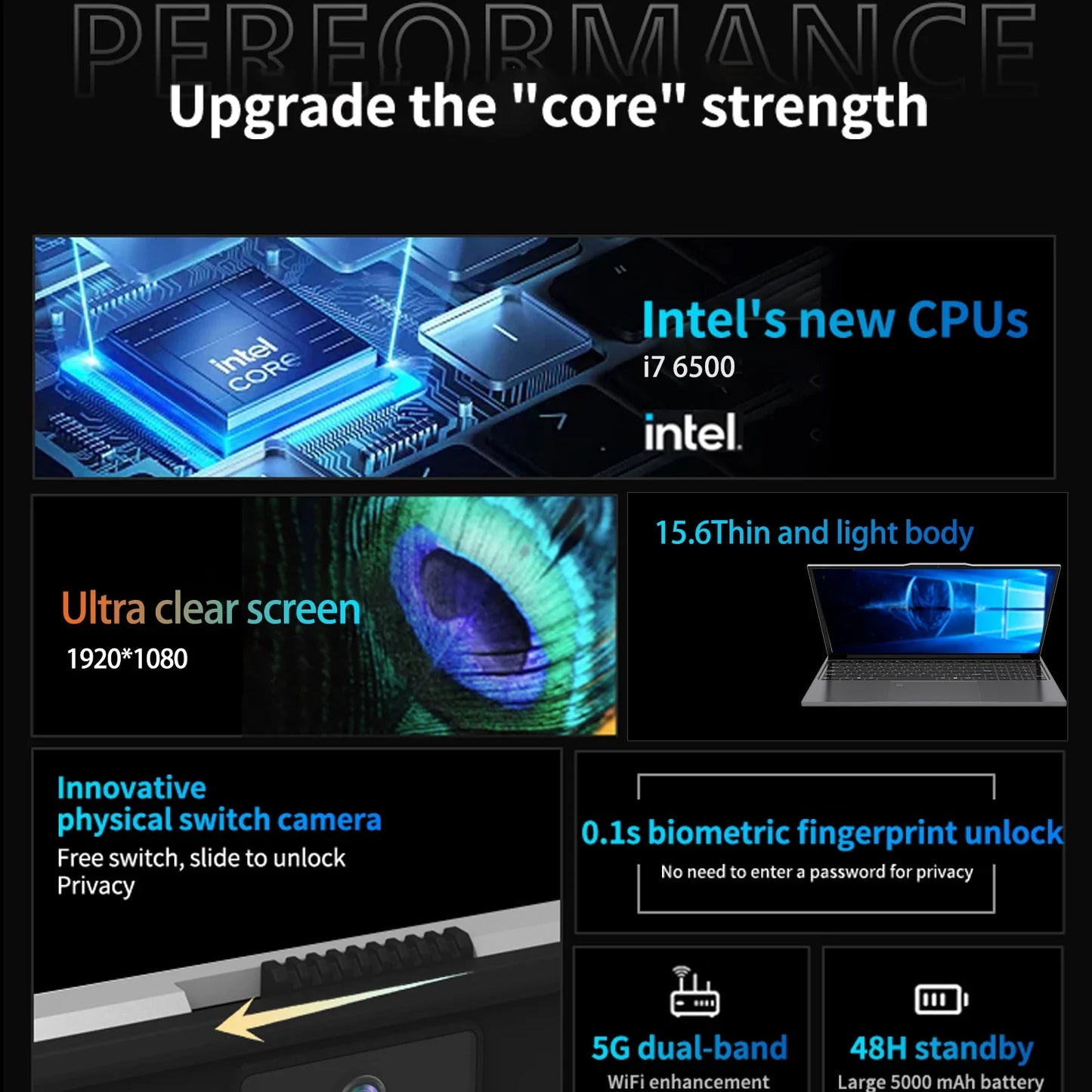 Intel Core I7-6500U Windows 11 Laptop Computer  32GB RAM 2TB SSD