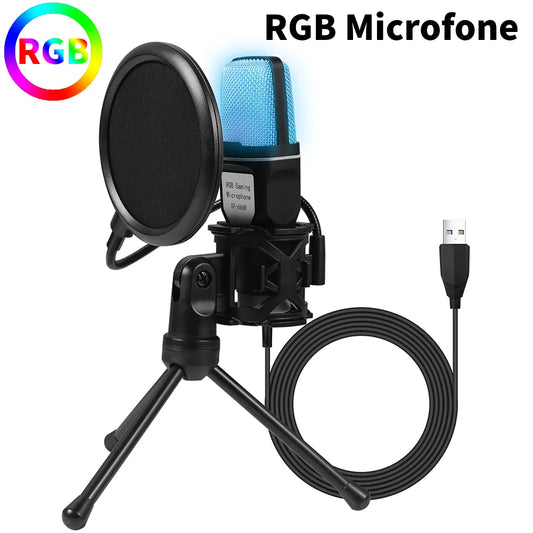 RGB USB Microphone with Condenser for Podcasting