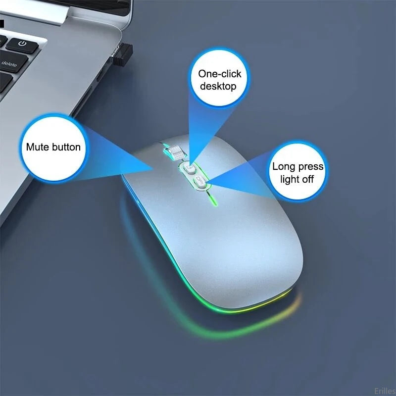 Rechargeable Backlight Type-C Bluetooth Dual Mode  2.4G Wireless One-Click Mouse