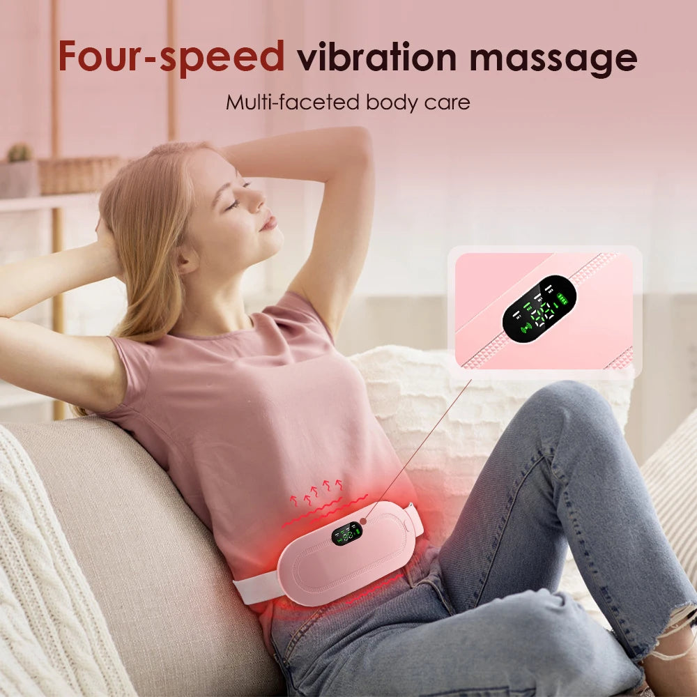 Electric Menstrual Period Massager & Vibrating Heating Pad Waist Belt for Cramp Relief