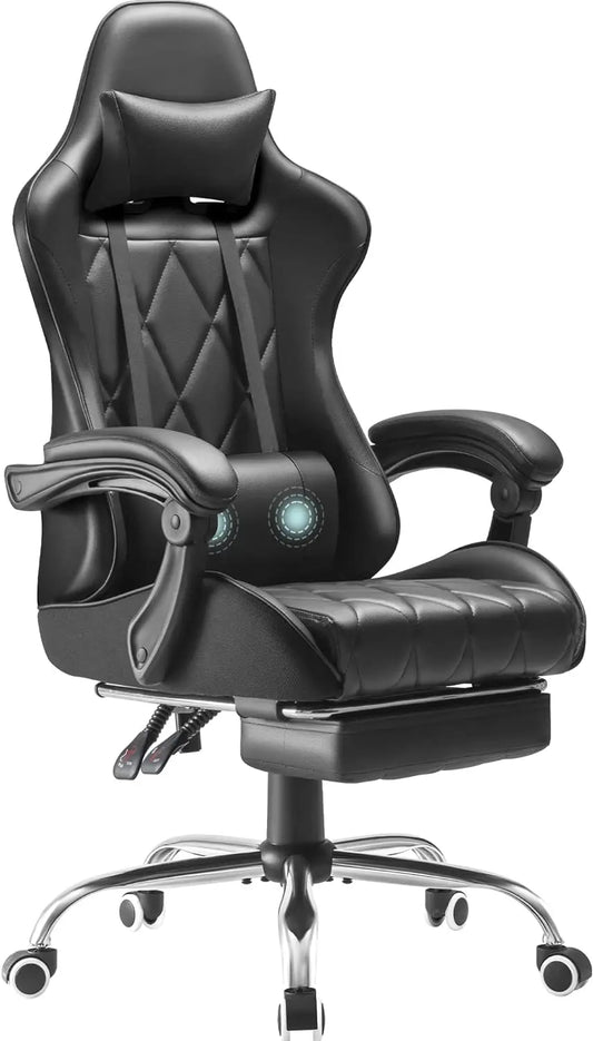 Ergonomic Computer Chair with Footrest and Massage  Lumbar