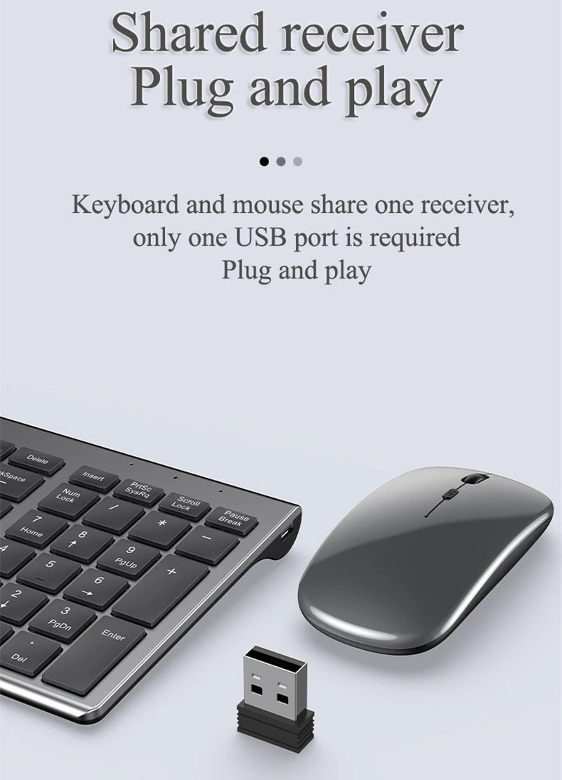 Bluetooth Mini Multimedia 5.0 & 2.4G Wireless Keyboard and Mouse Combo Set for Laptop PC TV iPad Macbook and Android