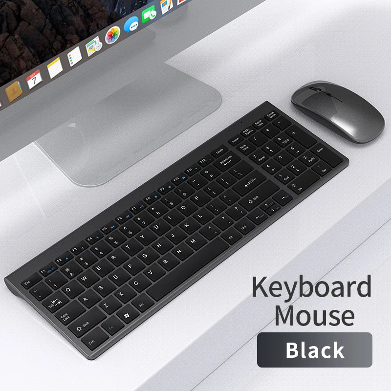 Bluetooth Mini Multimedia 5.0 & 2.4G Wireless Keyboard and Mouse Combo Set for Laptop PC TV iPad Macbook and Android