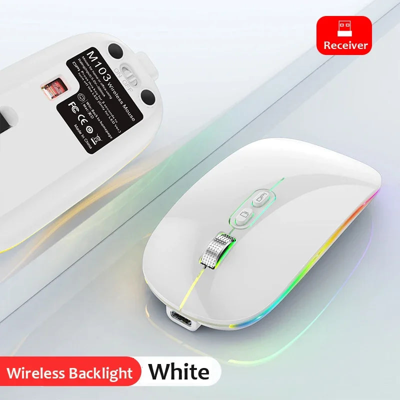 Rechargeable Backlight Type-C Bluetooth Dual Mode  2.4G Wireless One-Click Mouse