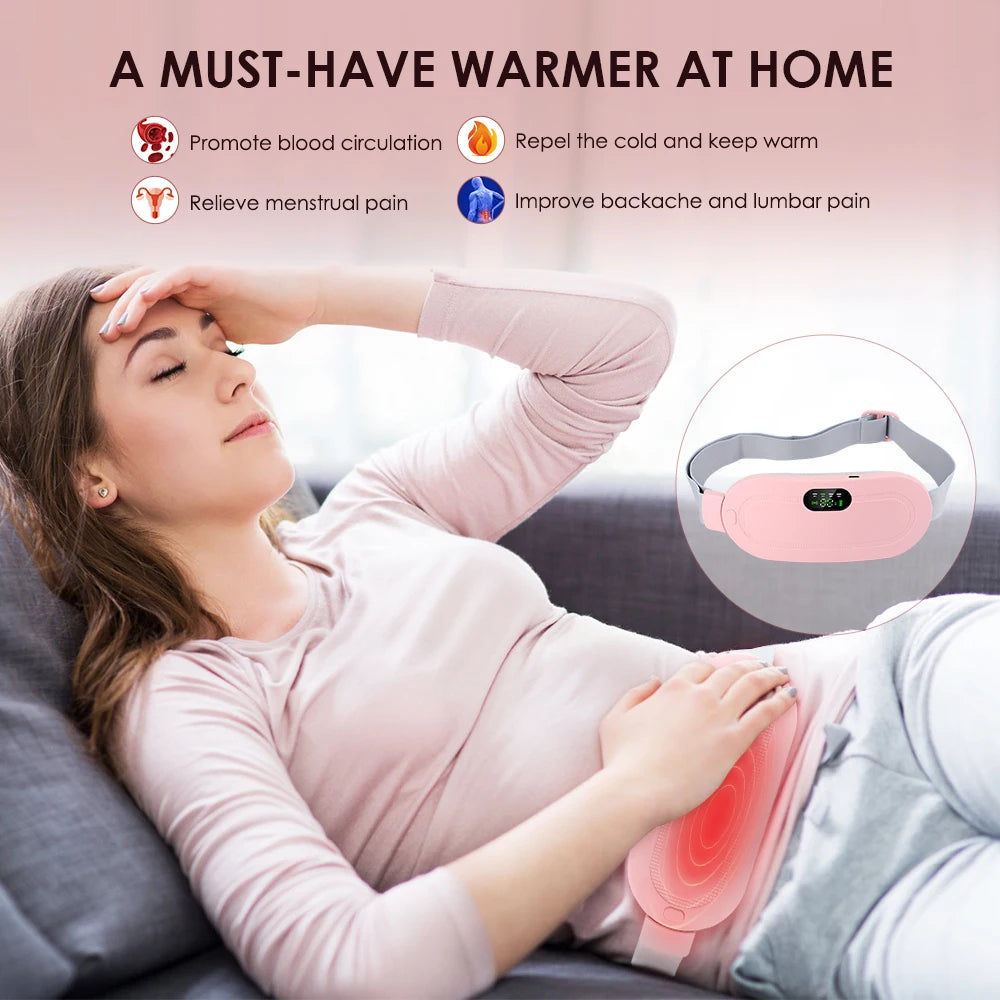 Smart Warming Menstrual Cramps Heating Pad Vibrating Belt Device