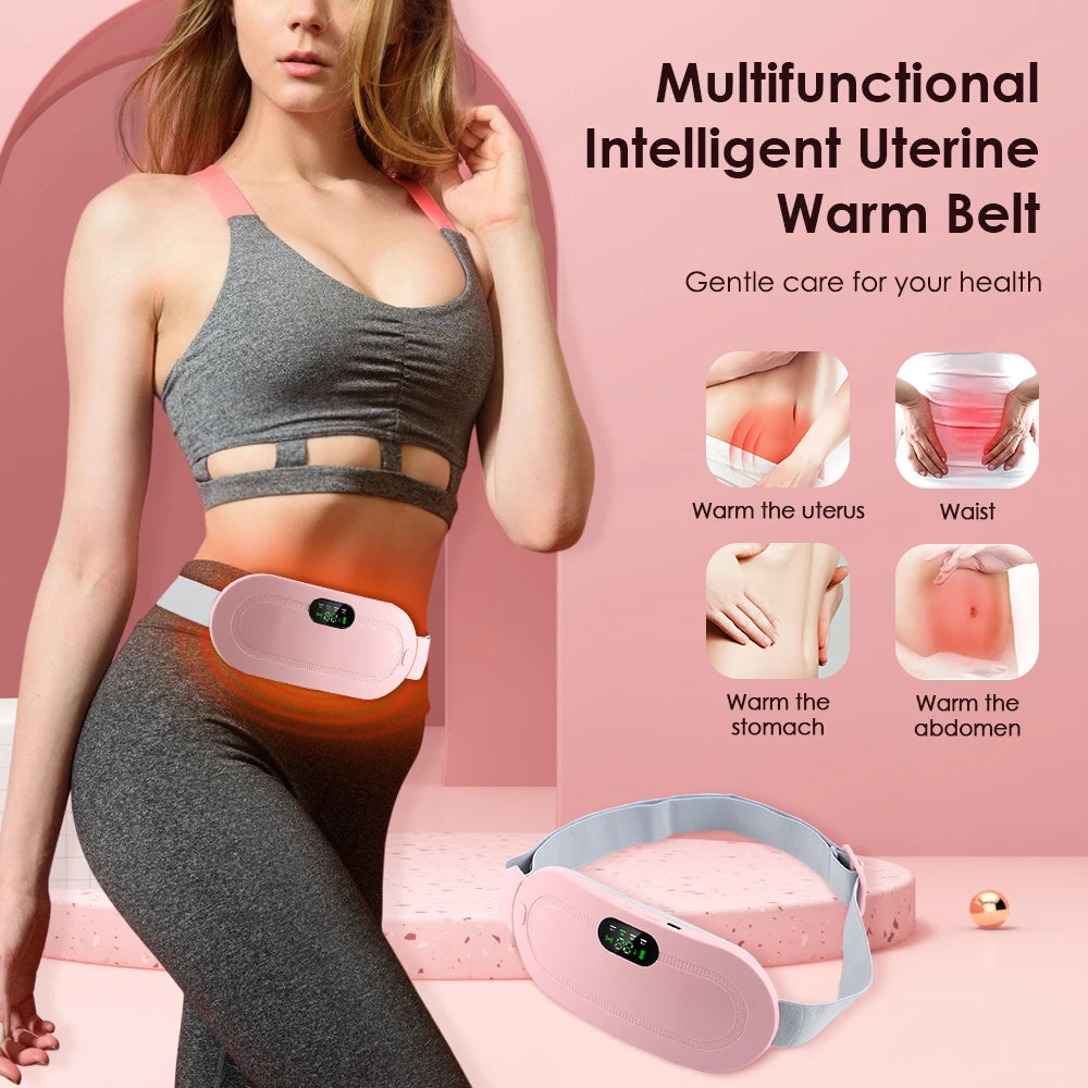 Electric Menstrual Period Massager & Vibrating Heating Pad Waist Belt for Cramp Relief