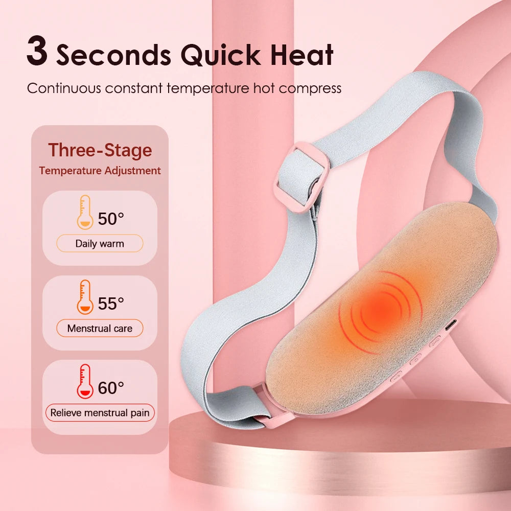 Electric Menstrual Period Massager & Vibrating Heating Pad Waist Belt for Cramp Relief