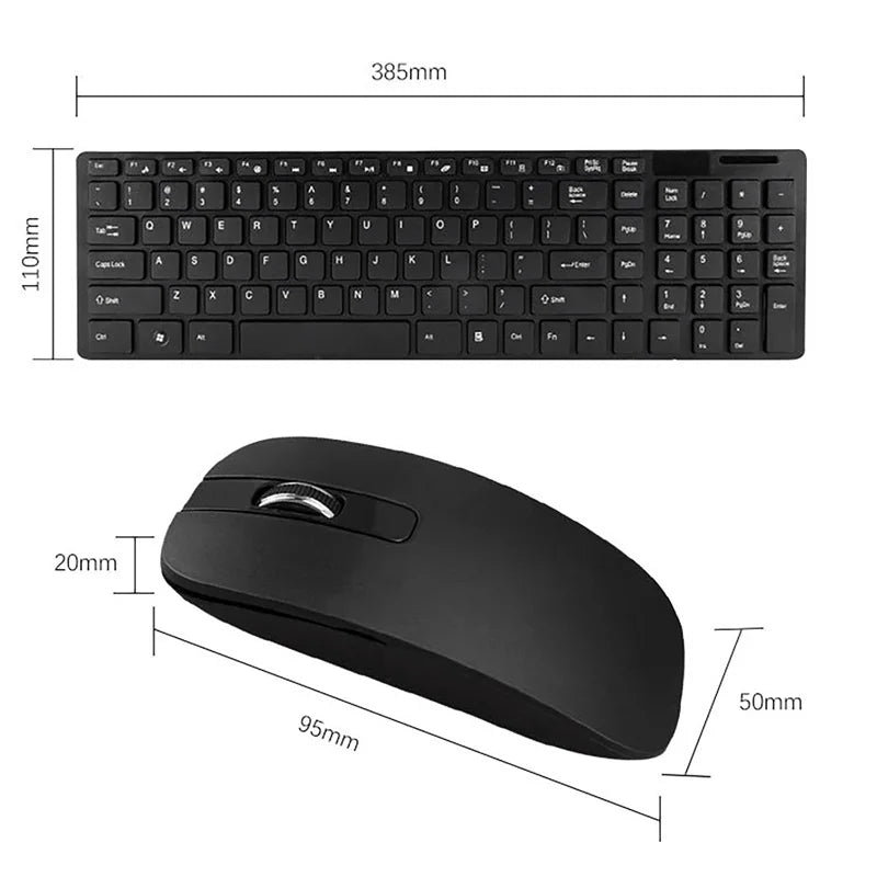 Ultra Slim USB Keyboard 2.4G Wireless Mouse Combo Set