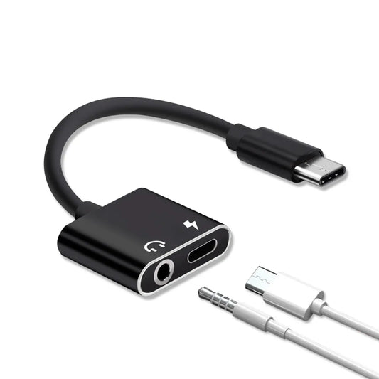 Audio Jack and Type-C Splitter To USB C Cable